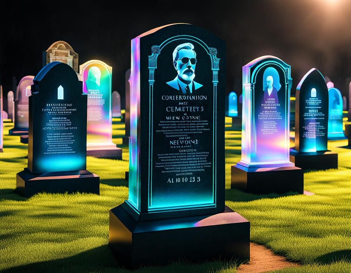 Cemetery with holographic gravestones   by @Lilithmoon79 