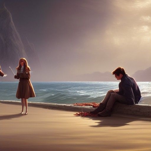 Romantic date on a shoreline with Tom Cruise and Emma Watson...
