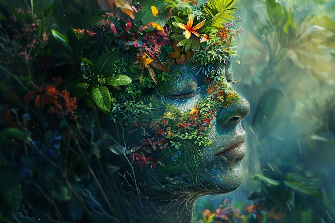 Surreal forest goddess