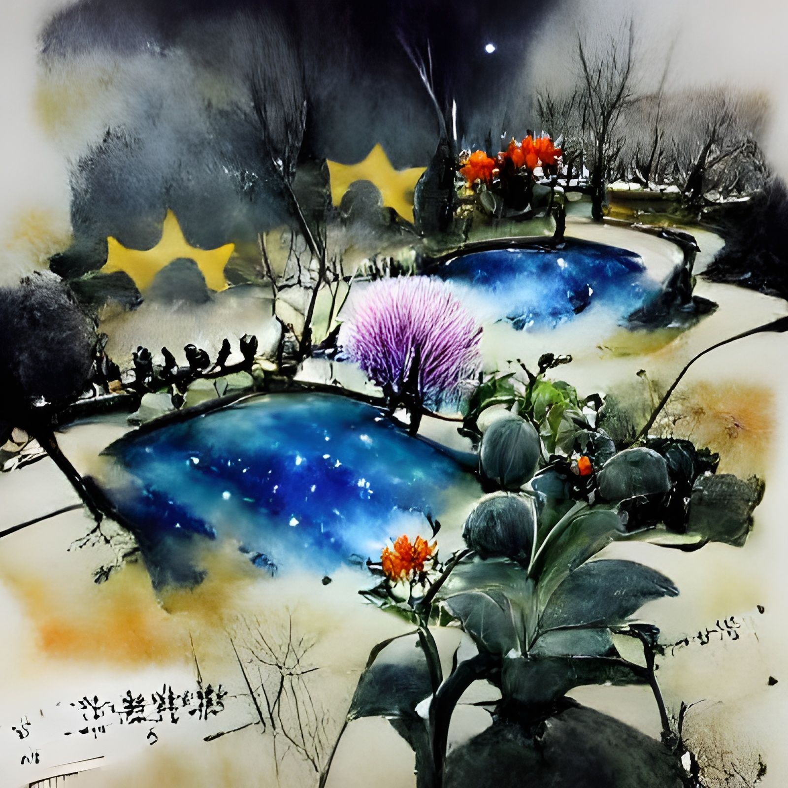 Midnight garden - AI Generated Artwork - NightCafe Creator