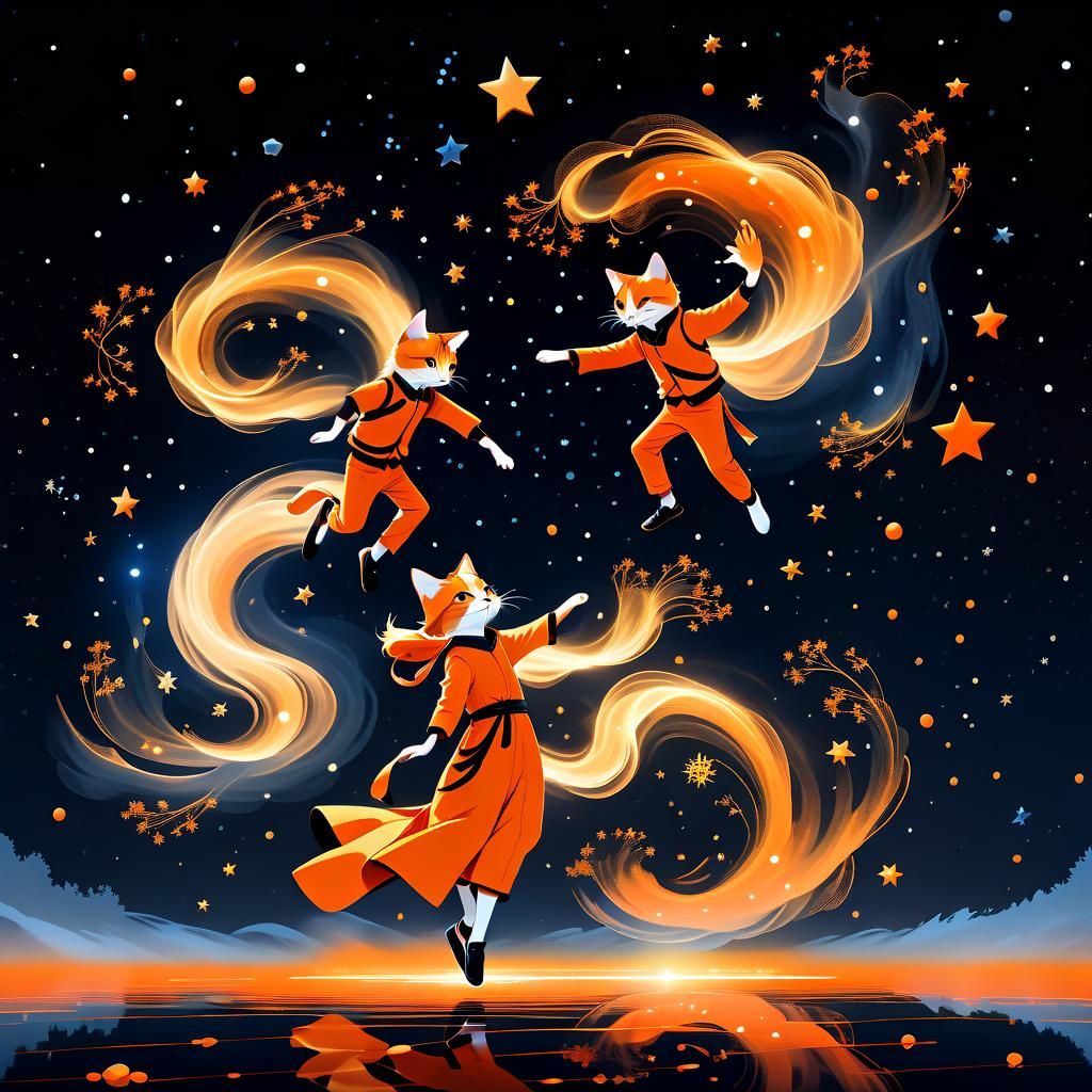 Dancing foxy cats - AI Generated Artwork - NightCafe Creator