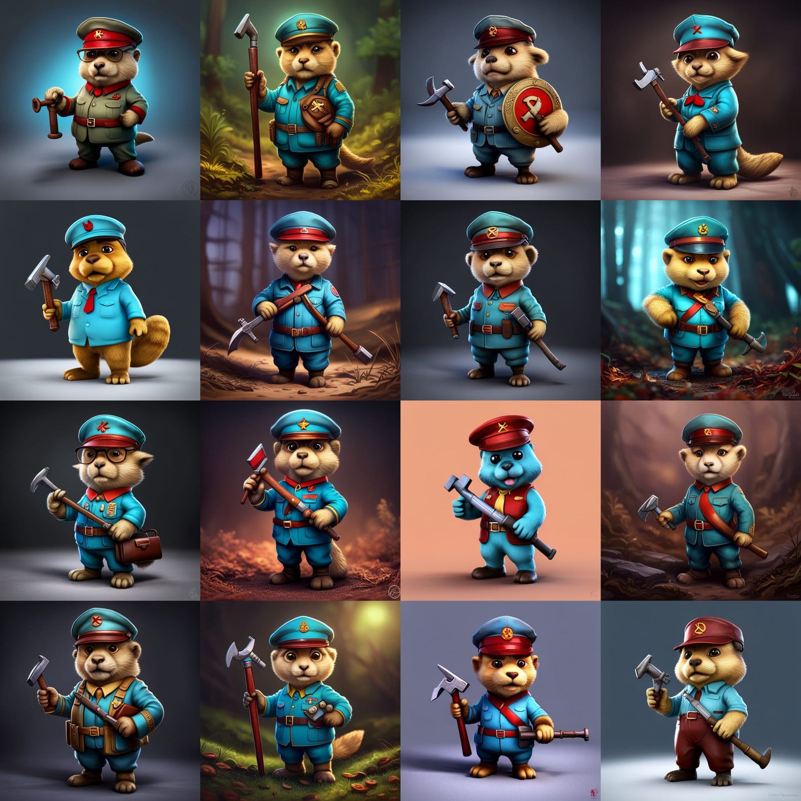 The cutest light blue gopher communist, holding a hammer and...