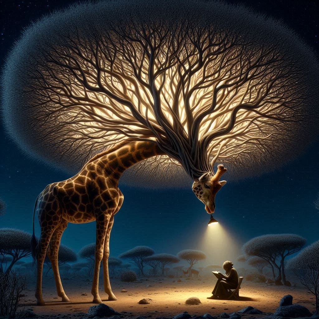 Giraffe illuminating wisdom and peace