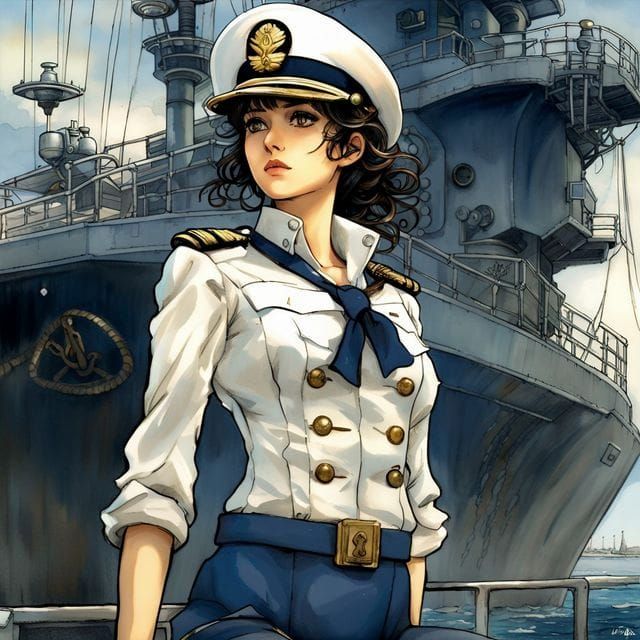 Anime pretty girl wearing navy tank top
