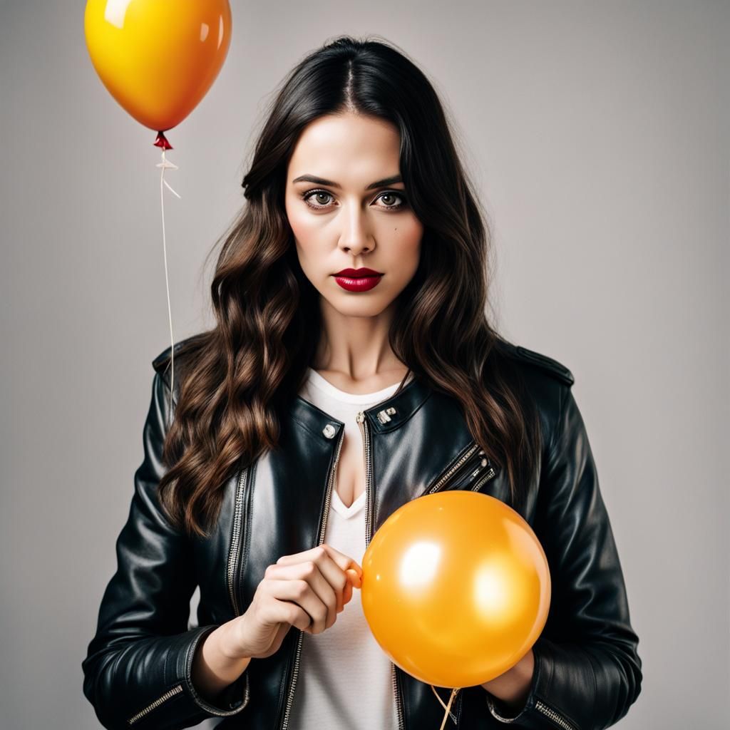 Woman with long dark hair and honey colored eyes and high ch...