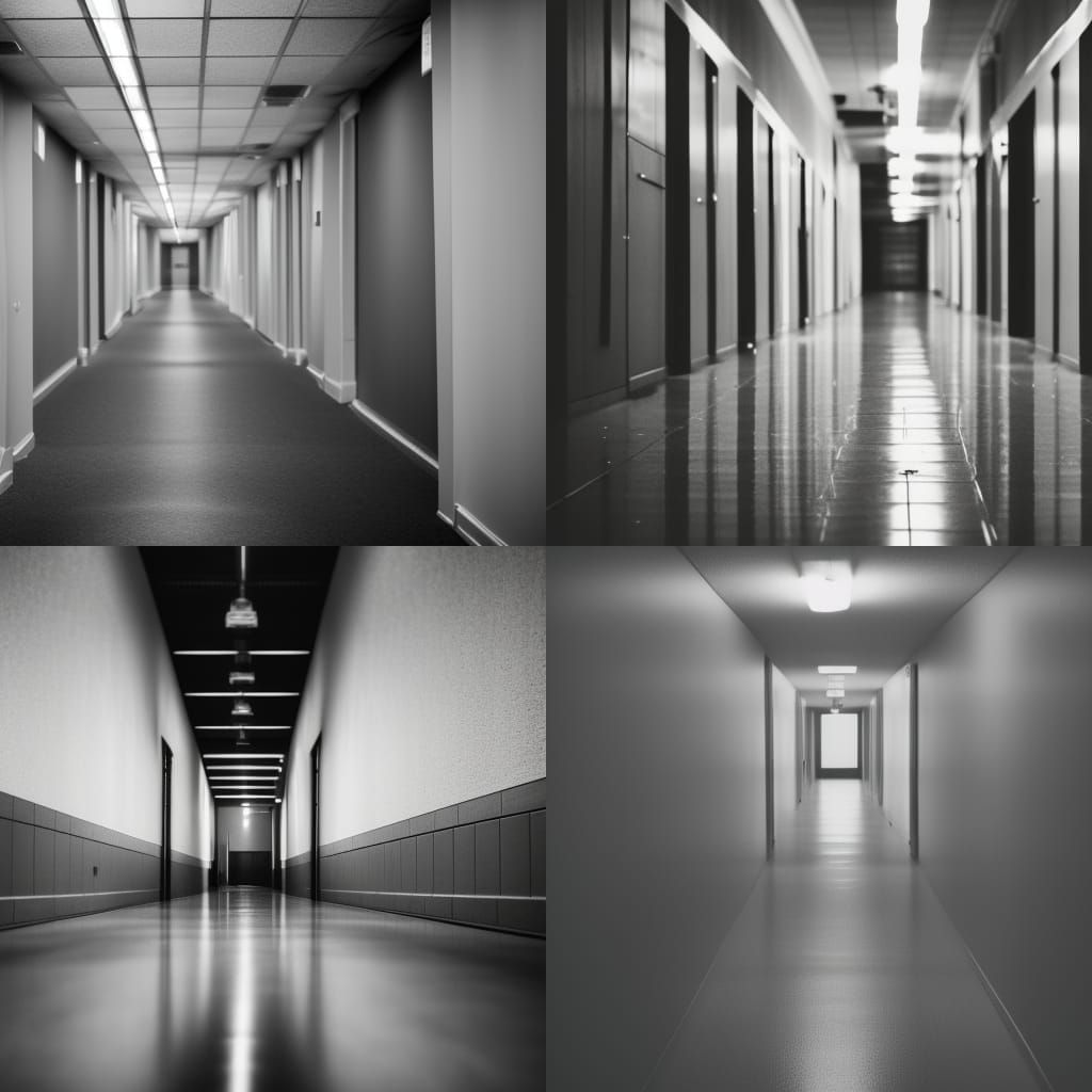 Empty hallway, liminal space, backrooms secret level - AI Generated ...