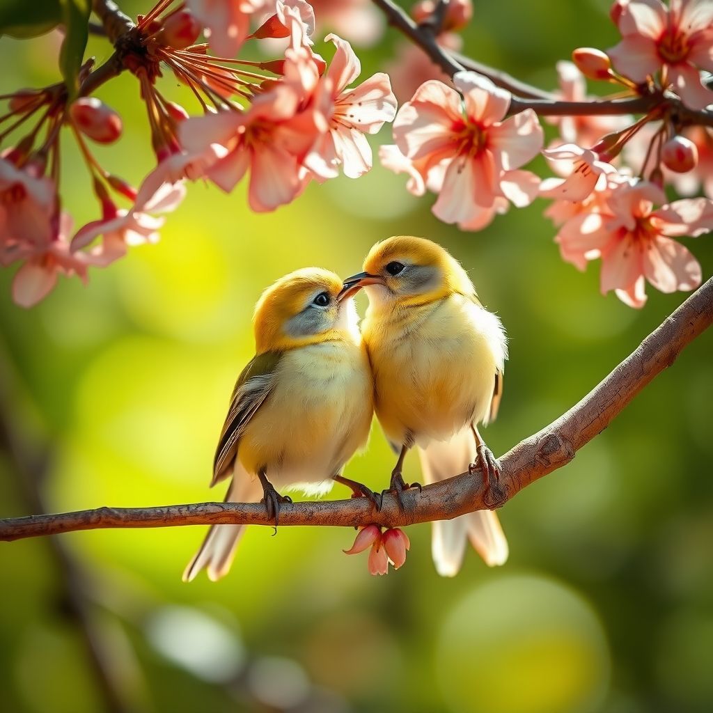Two small, yellow-and-white white-eyes