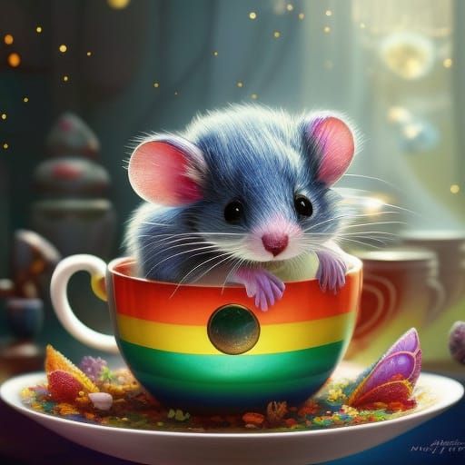 Mouse in a teacup - AI Generated Artwork - NightCafe Creator