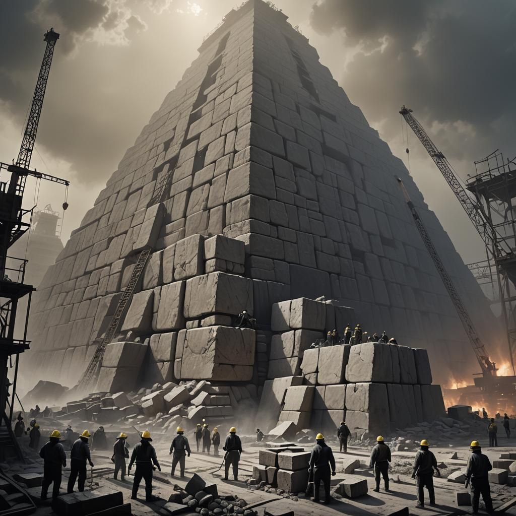 Eerie Industrial Pyramid Construction Concept Art