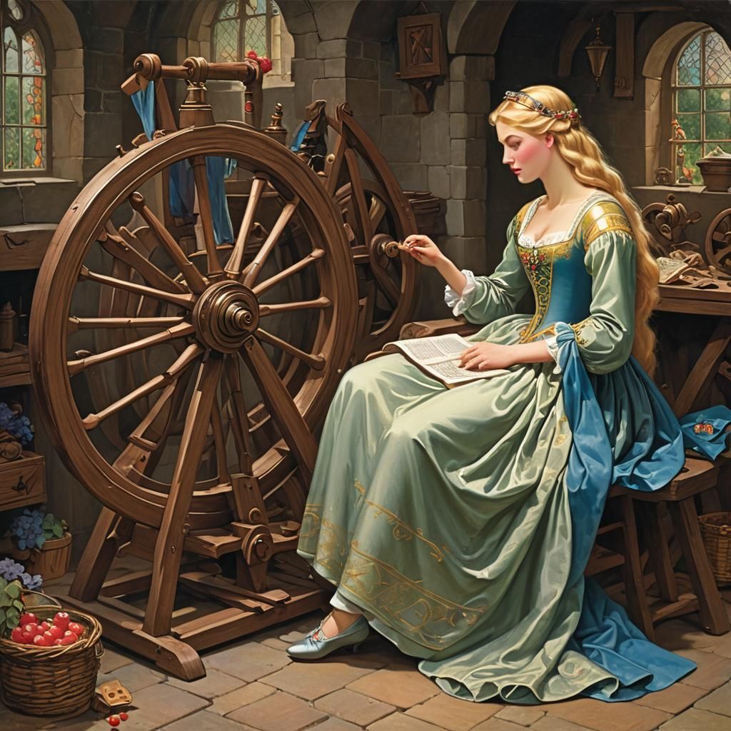 sleeping beauty and the spinning wheel, john dickson batten