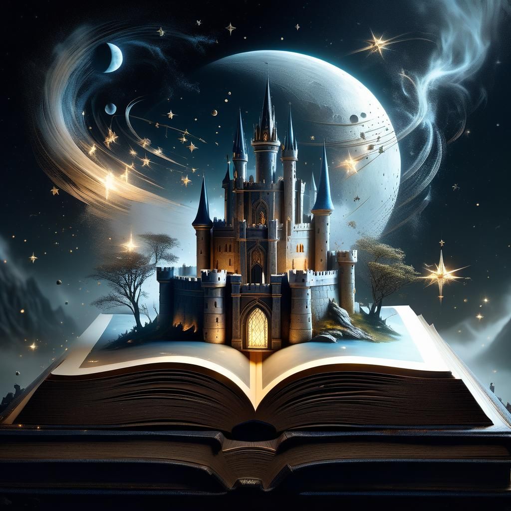 "Storybook with Accompanying Castle Paper Fold Art"