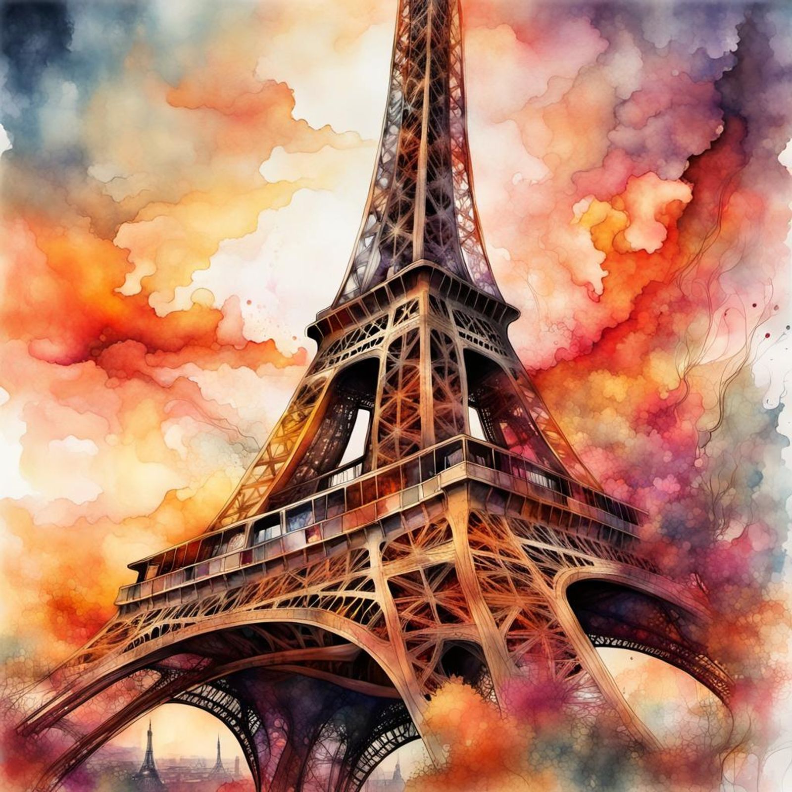 Eiffel Tower at sunset. - AI Generated Artwork - NightCafe Creator