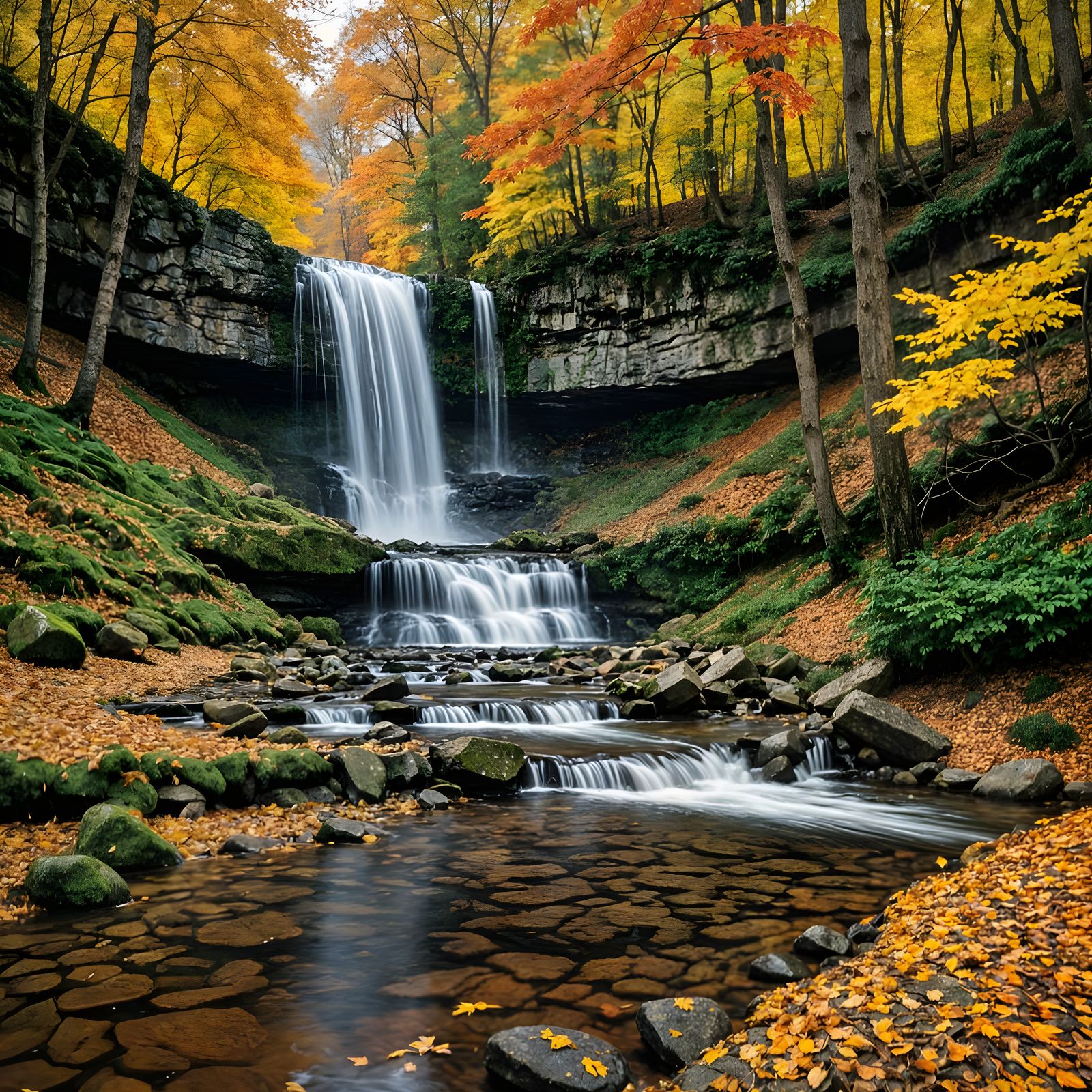 Autumn Waterfall  by @tohelpukraine