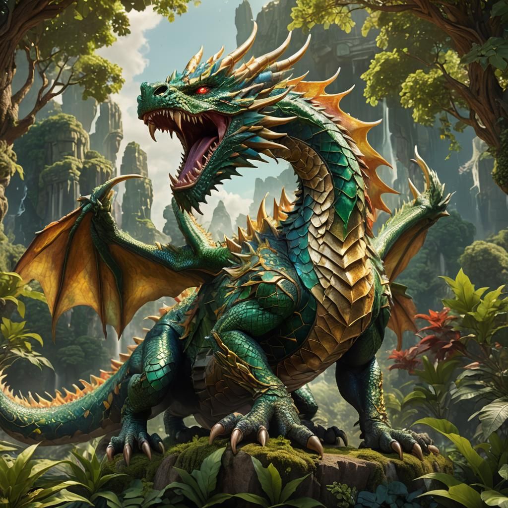 Highly-detailed 3D rendering of a colossal dragon with mesmerizing ...