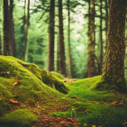 beautiful green forest undefined