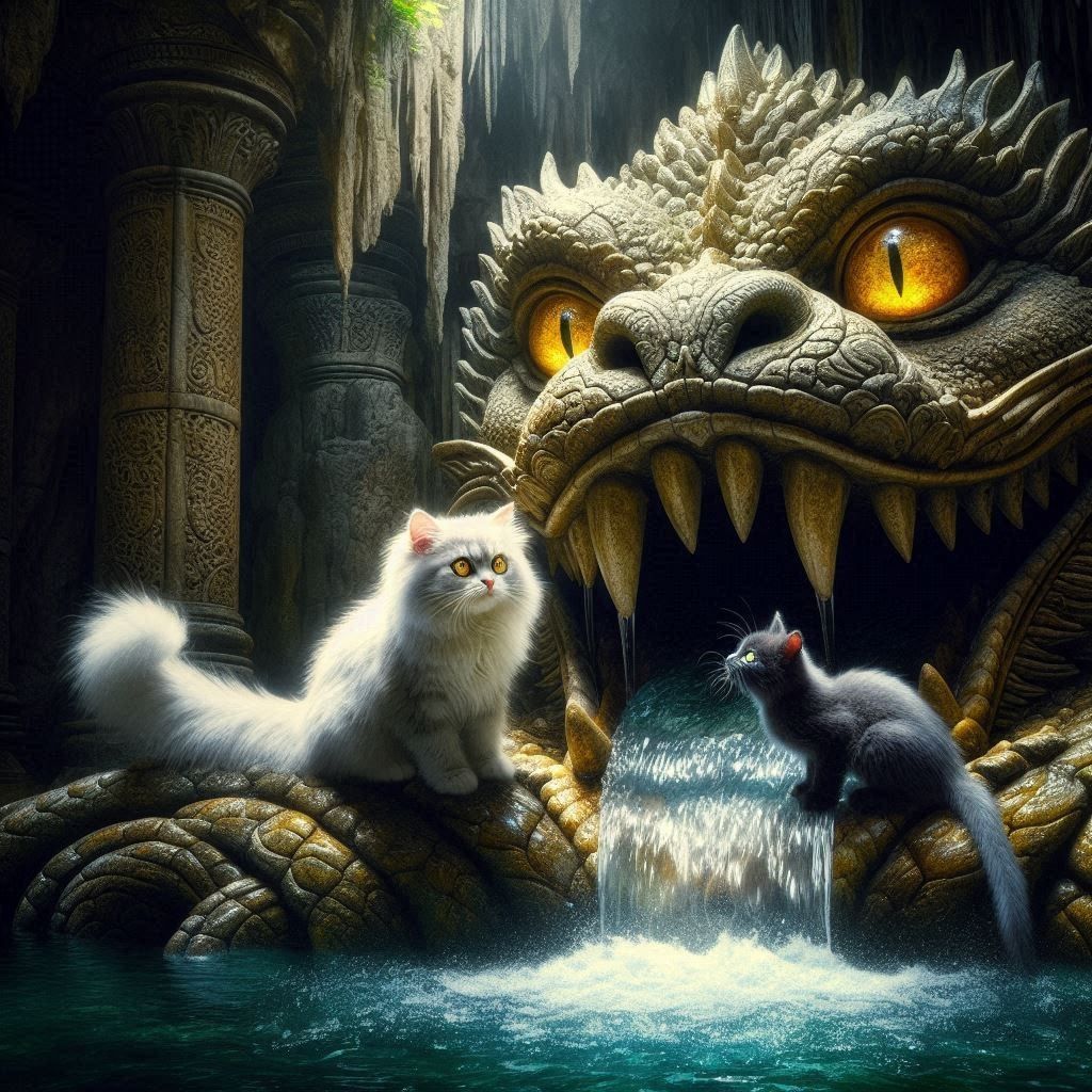 Albus and Subla in the Dragon Fountain