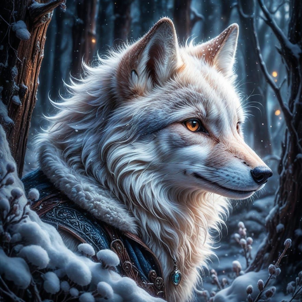 Made of snow crystal white Arctic Fox