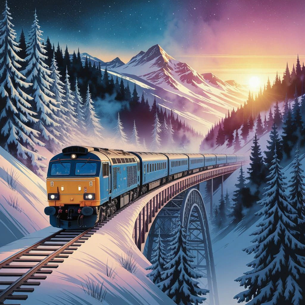 An approaching diesel train on a bridge