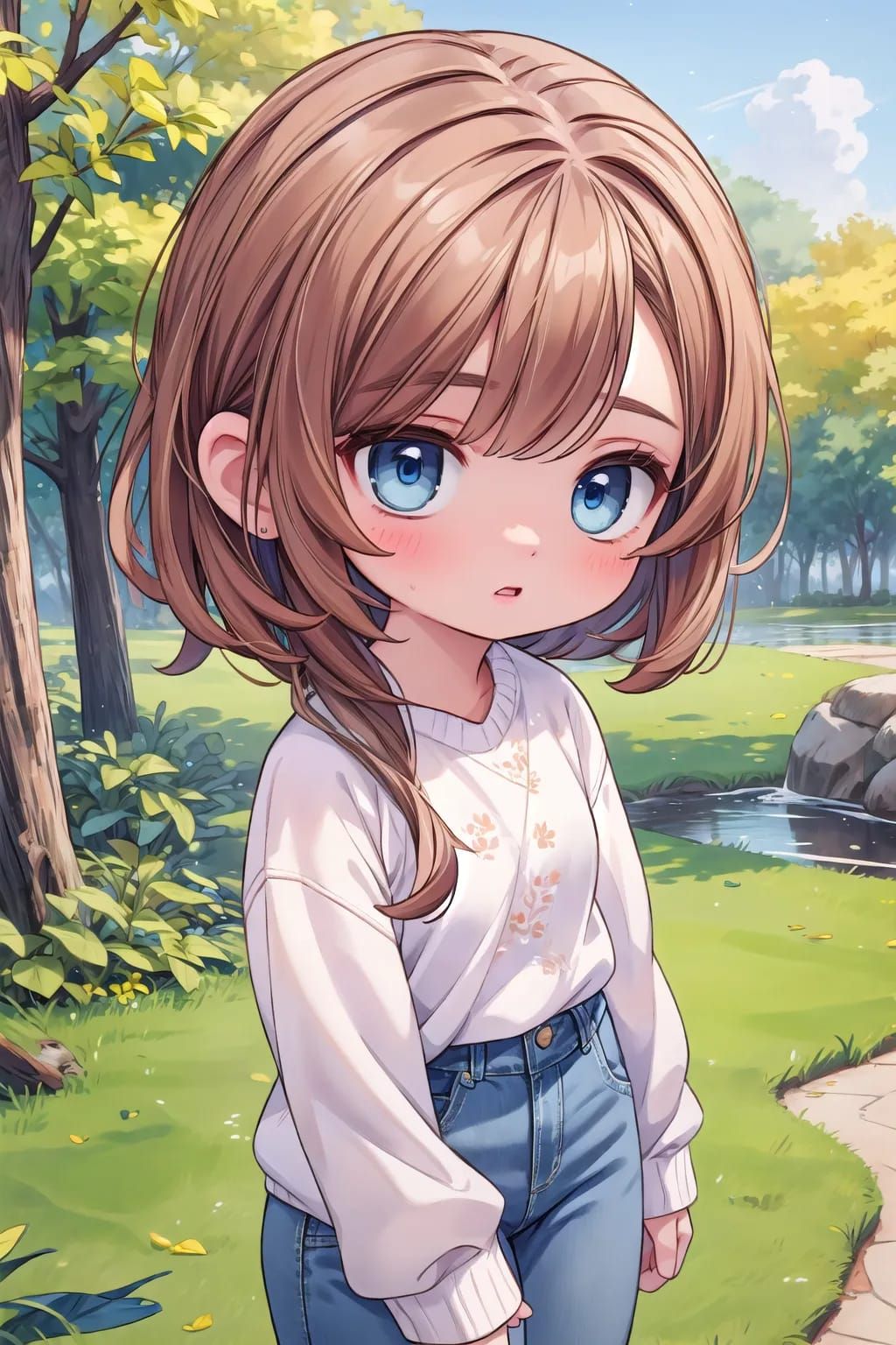 Chibi woman in the park