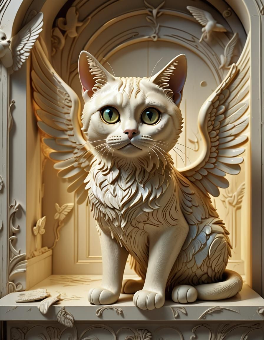 An adult short-haired light blonde cat with dark brown eyes ...