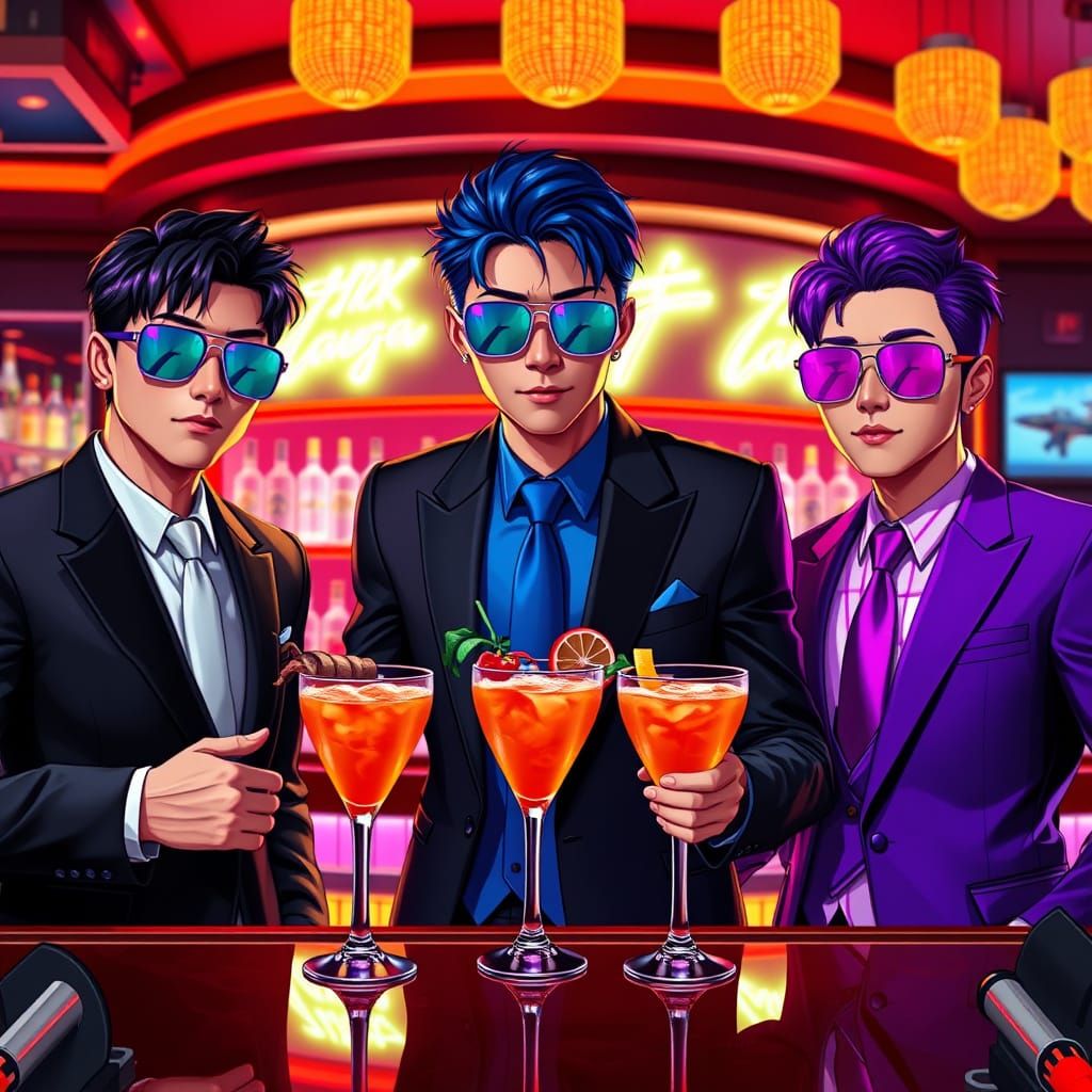 K-Pop Idols Pose in Neon-Lit Luxury