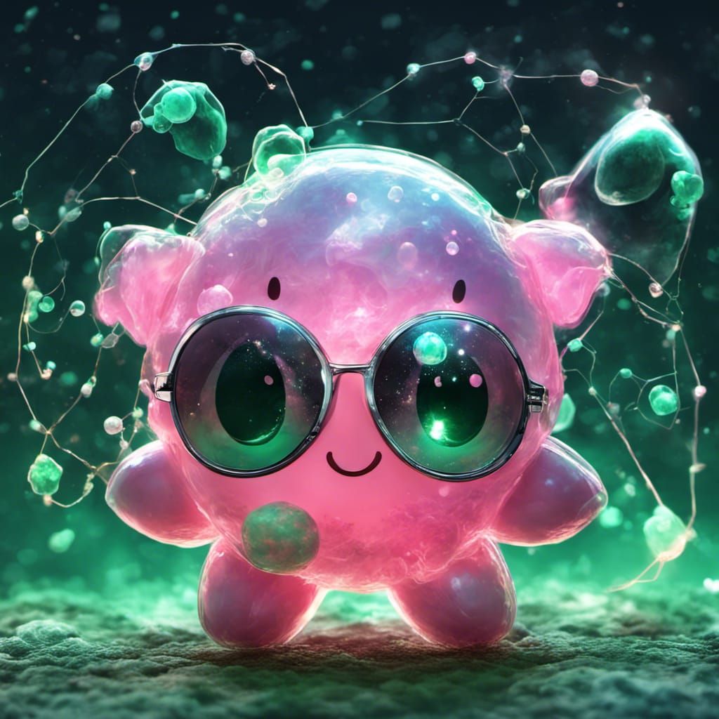 cute adorable Kirby_sunglass made as constellation on a bioluminescent