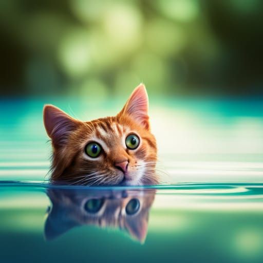 A cat in a pool