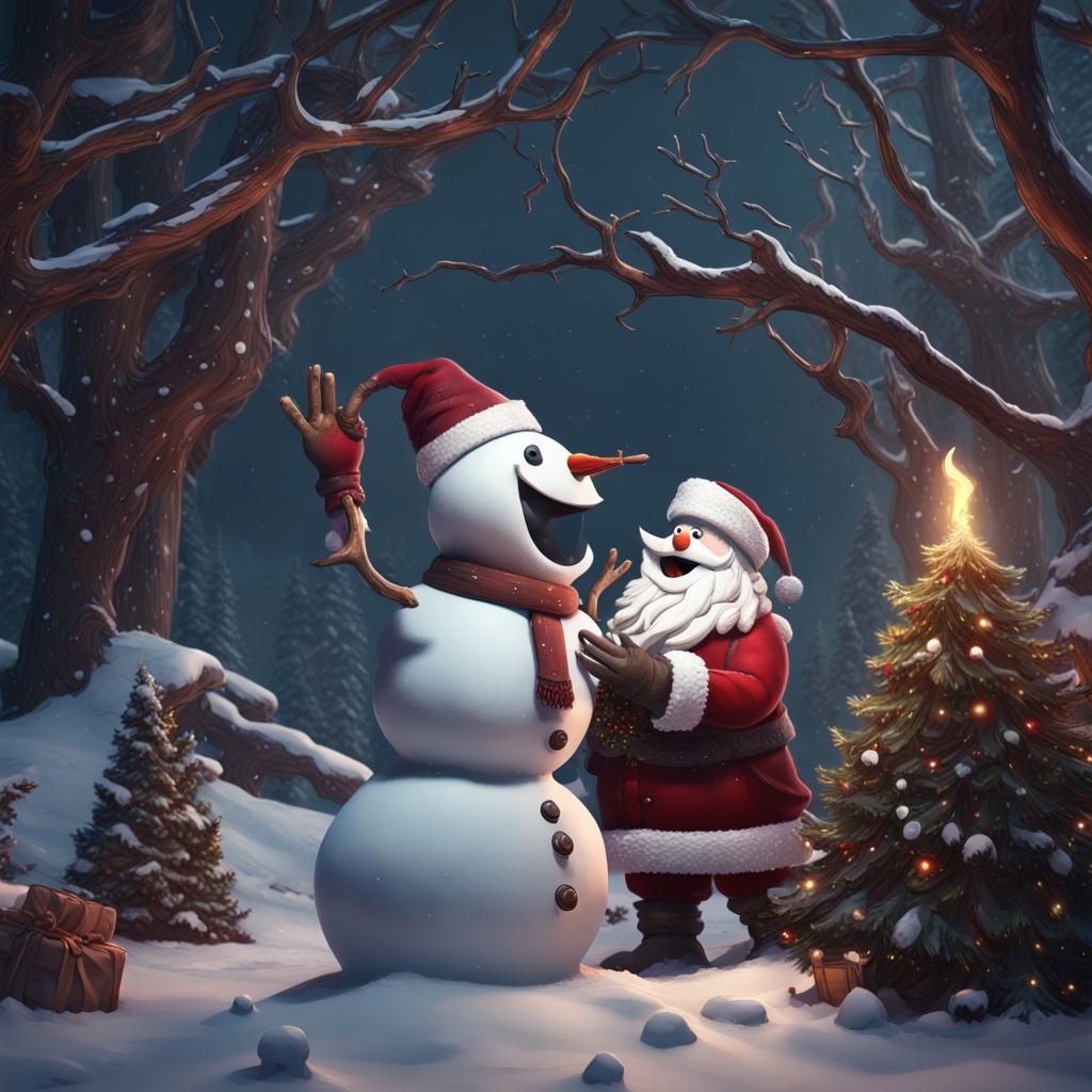 Snowman devouring santa