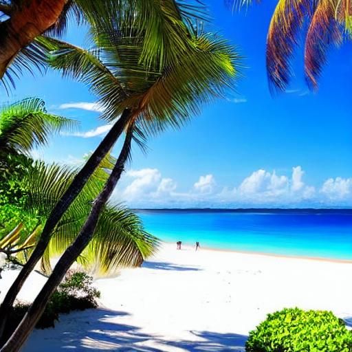 Tropical Island Paradise in Digital Illustration Style