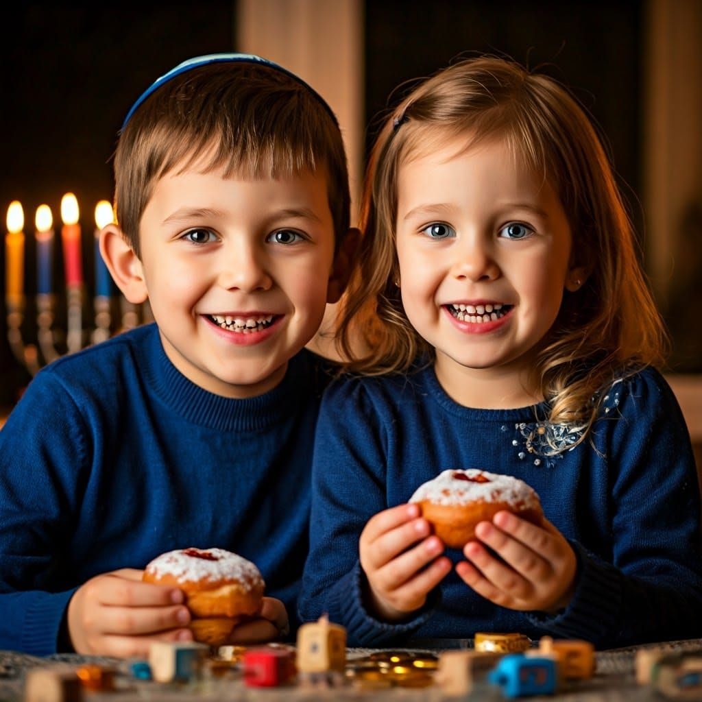 Joyful Lithuanian Jewish Children Celebrate Chanukah