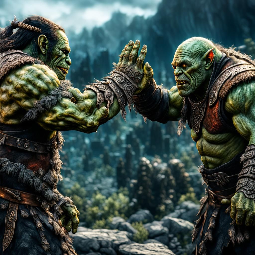 two orcs high fives  by @Al