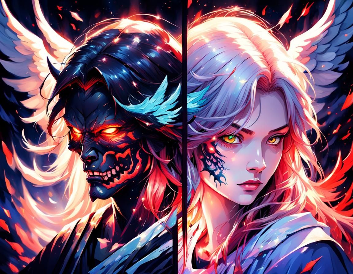 Demon vs Angel - AI Generated Artwork - NightCafe Creator