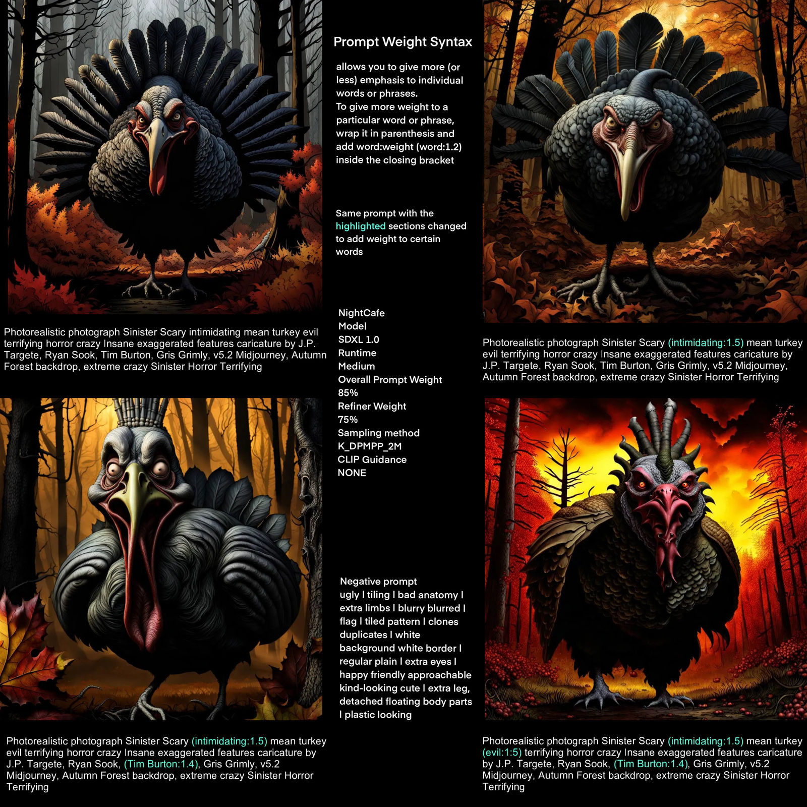 Prompt Weight Syntax Examples in 1.0 on Med Run