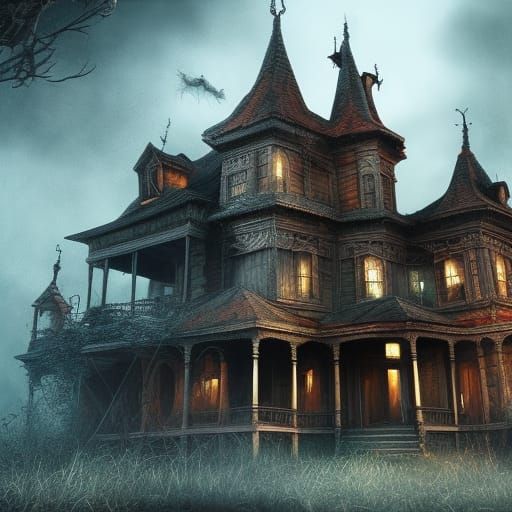 A Classic Haunted House, No one Lives Here, but Lights On - AI ...