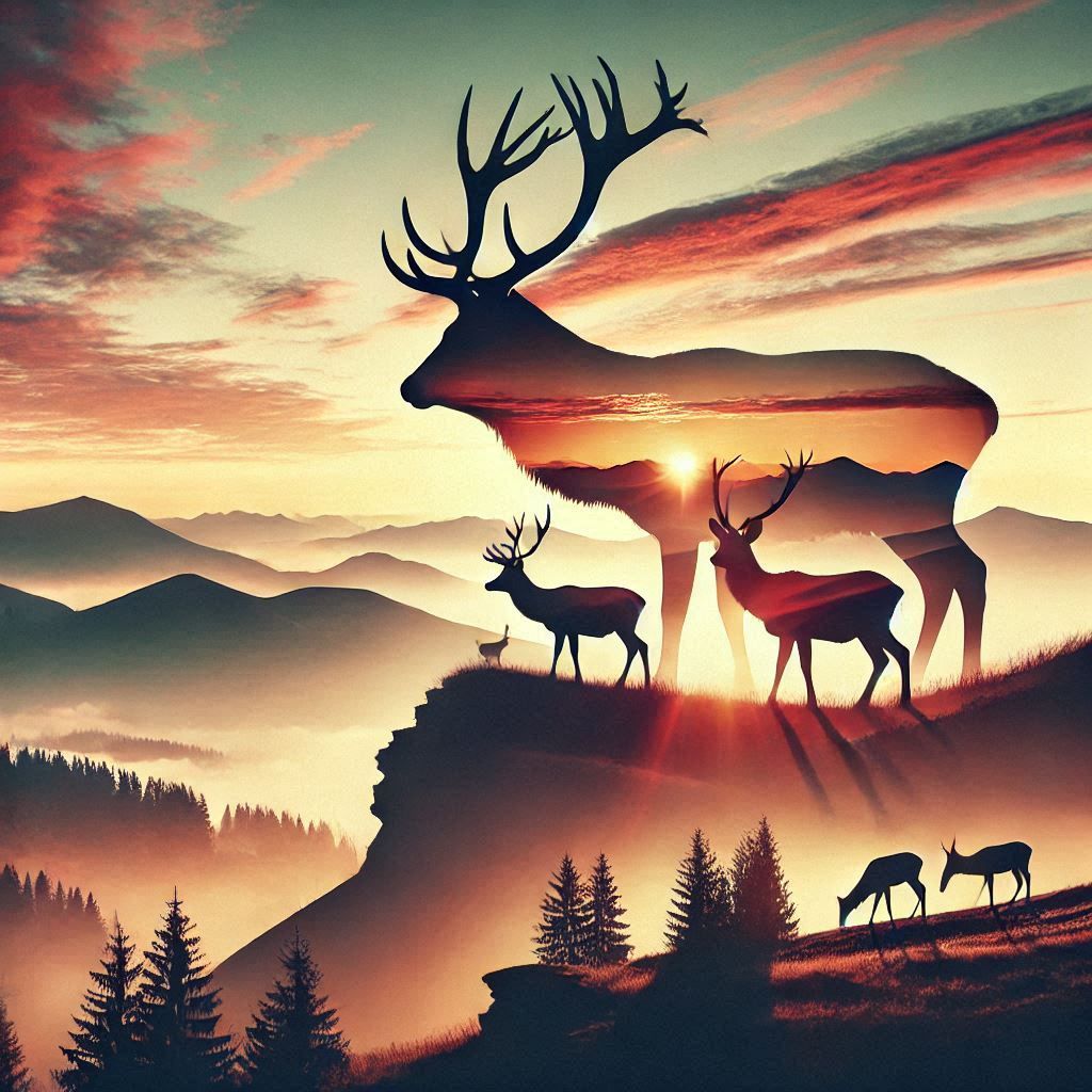 double exposure beautiful fantasy DALL-E 3 portrait landscape..