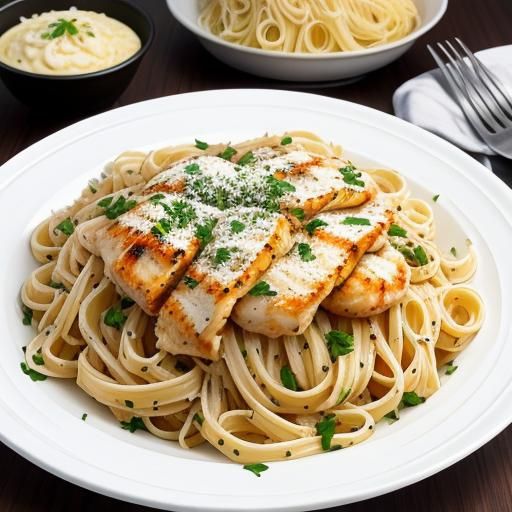 Alfredo sauce with grilled chicken breast & pasta