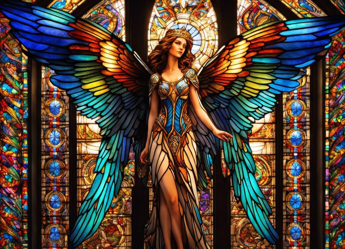 woman in front of stained-glass - AI Generated Artwork - NightCafe Creator