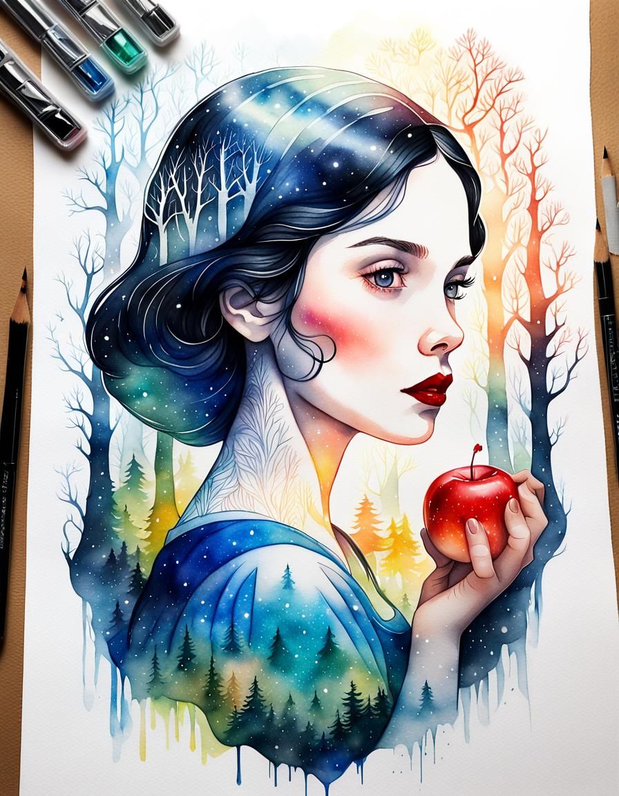 Double exposure: Snow White and the enchanted forest 