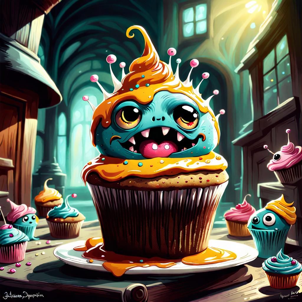 magic muffin monster by Lori Earley and Tanya Shatseva and Jackson Pollock  :: dreamscape adorable illustration by Alexander Jansson and Bri... - AI  Generated Artwork - NightCafe Creator