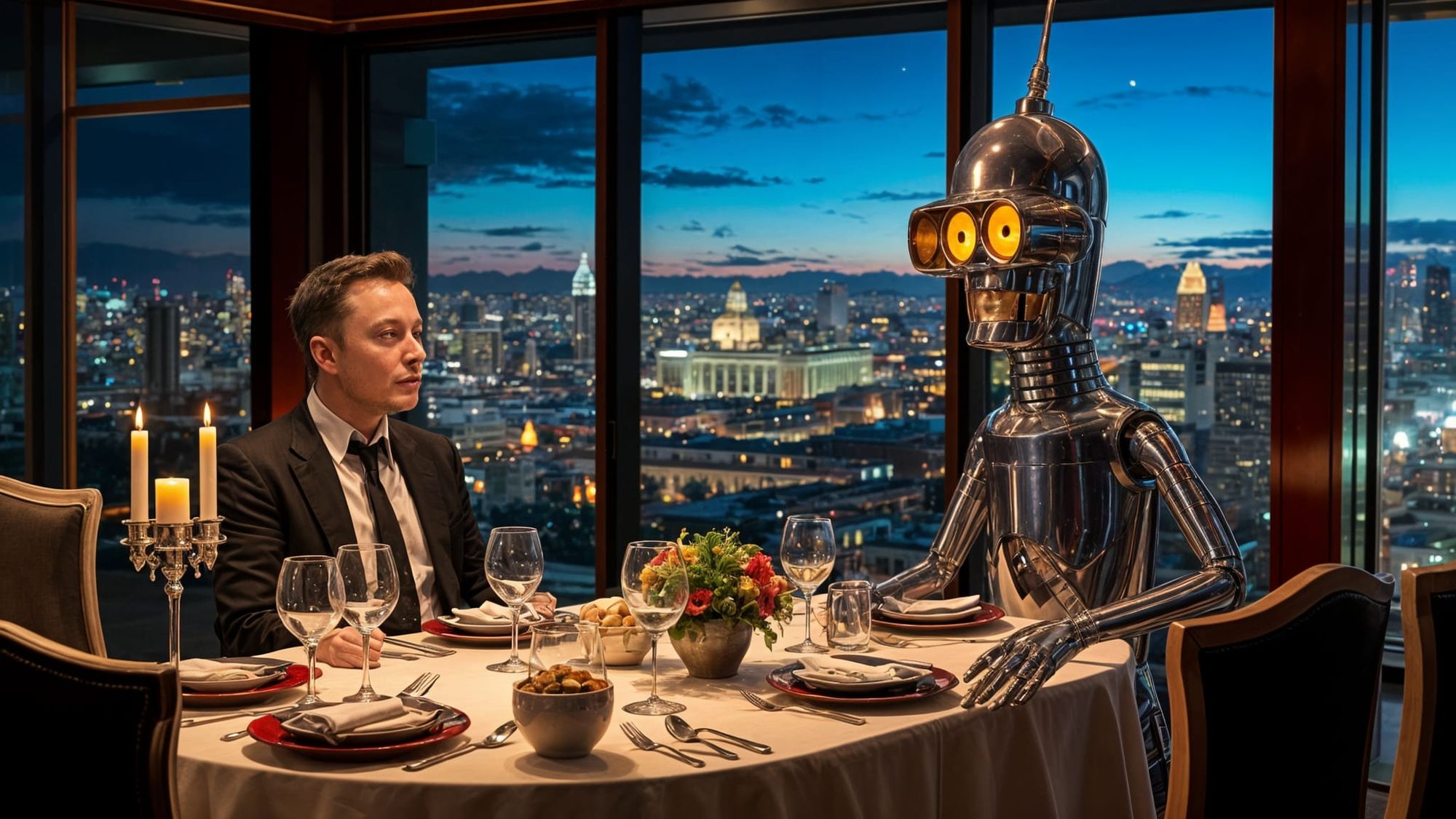 Elon musk and Bender Rodriguez 