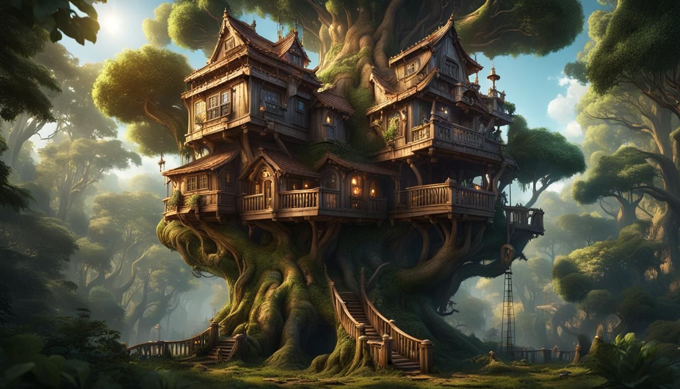 fancy treehouse - AI Generated Artwork - NightCafe Creator