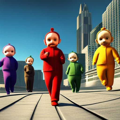 Teletubbies as gangsters in grand theft auto