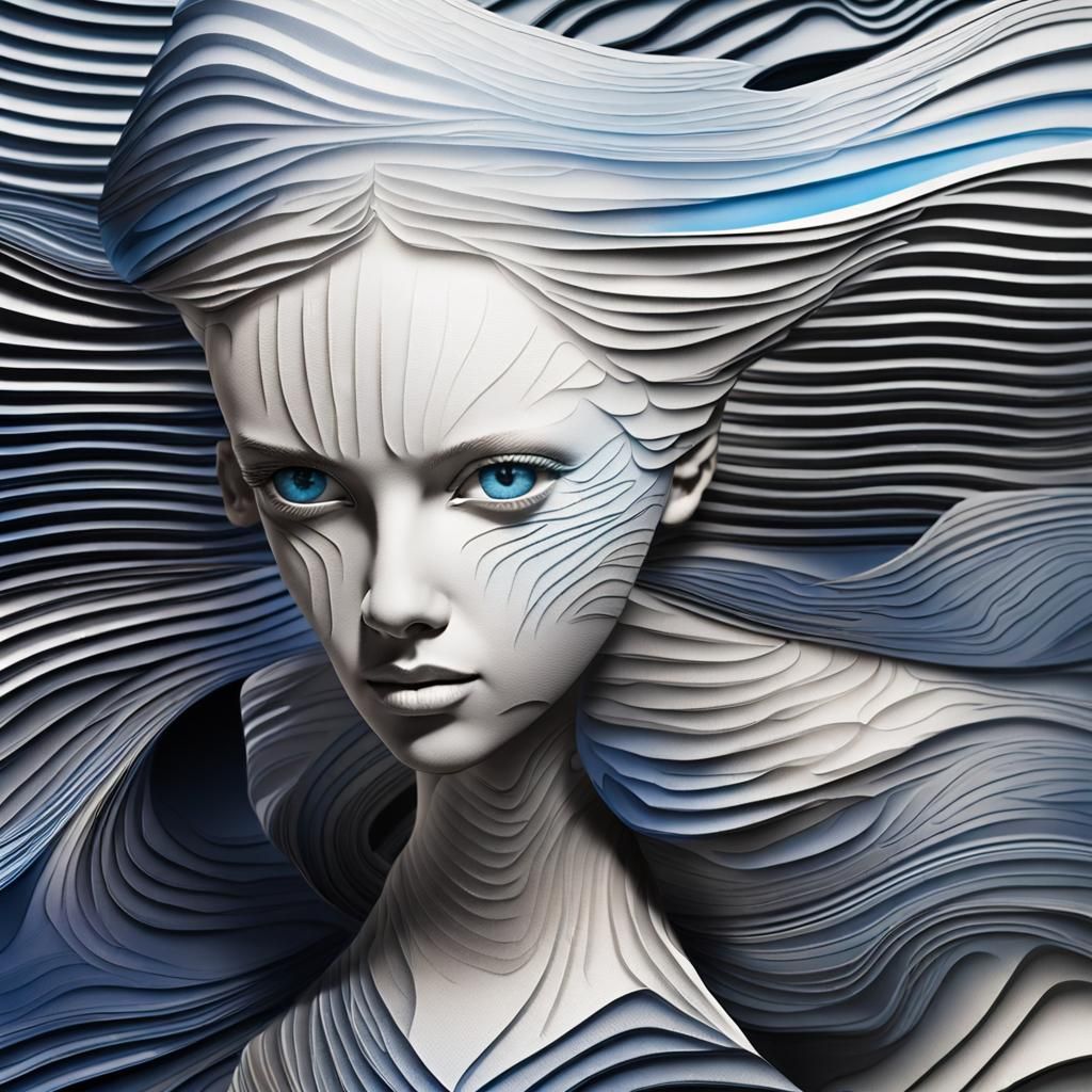 Beautiful blue eyes. Soften. An intricate and detailed, stri...