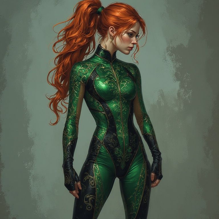 Catsuit in Green and Black