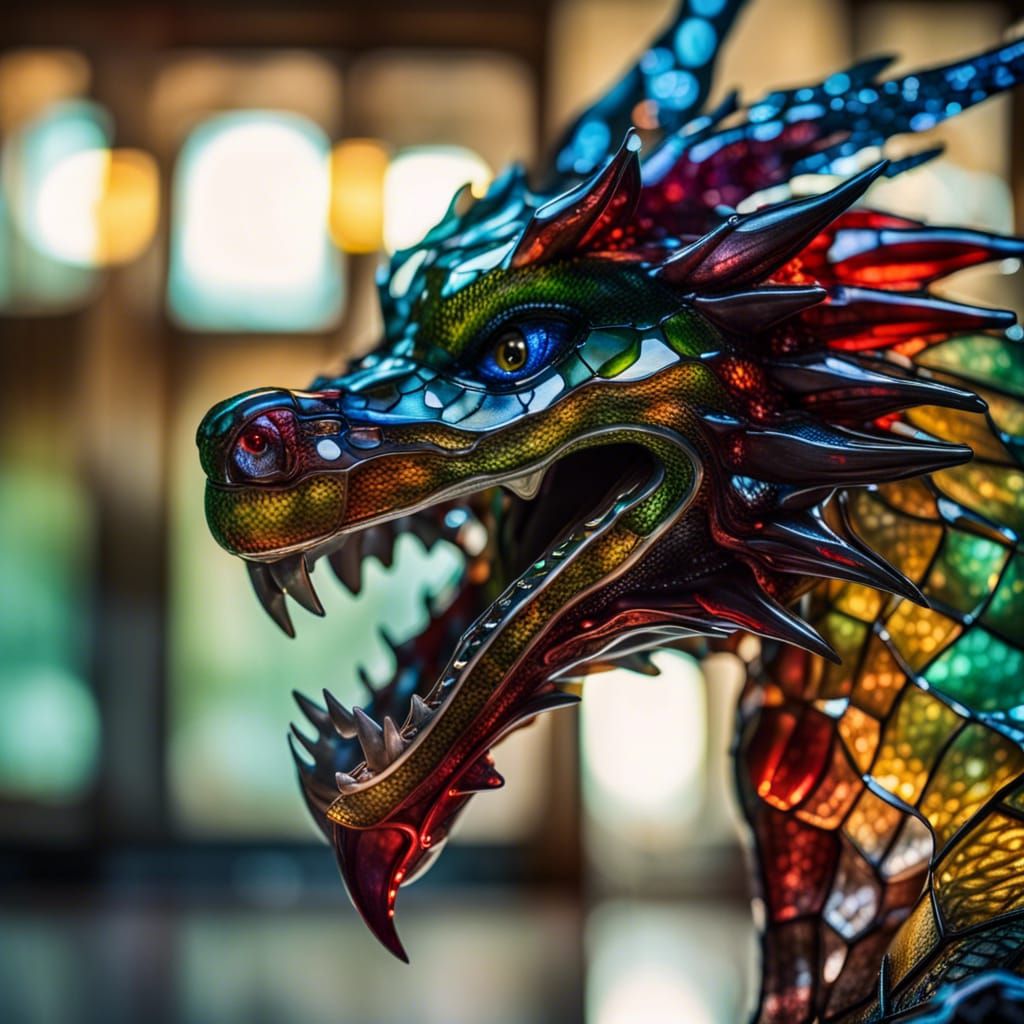 Majestic dragon made of glass