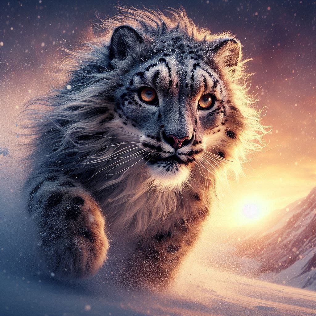 Snow Leopard at Sunset