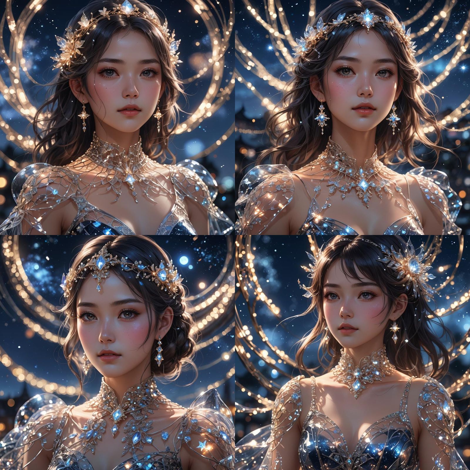 Close up portrait of a beautiful woman wearing an intricate ...