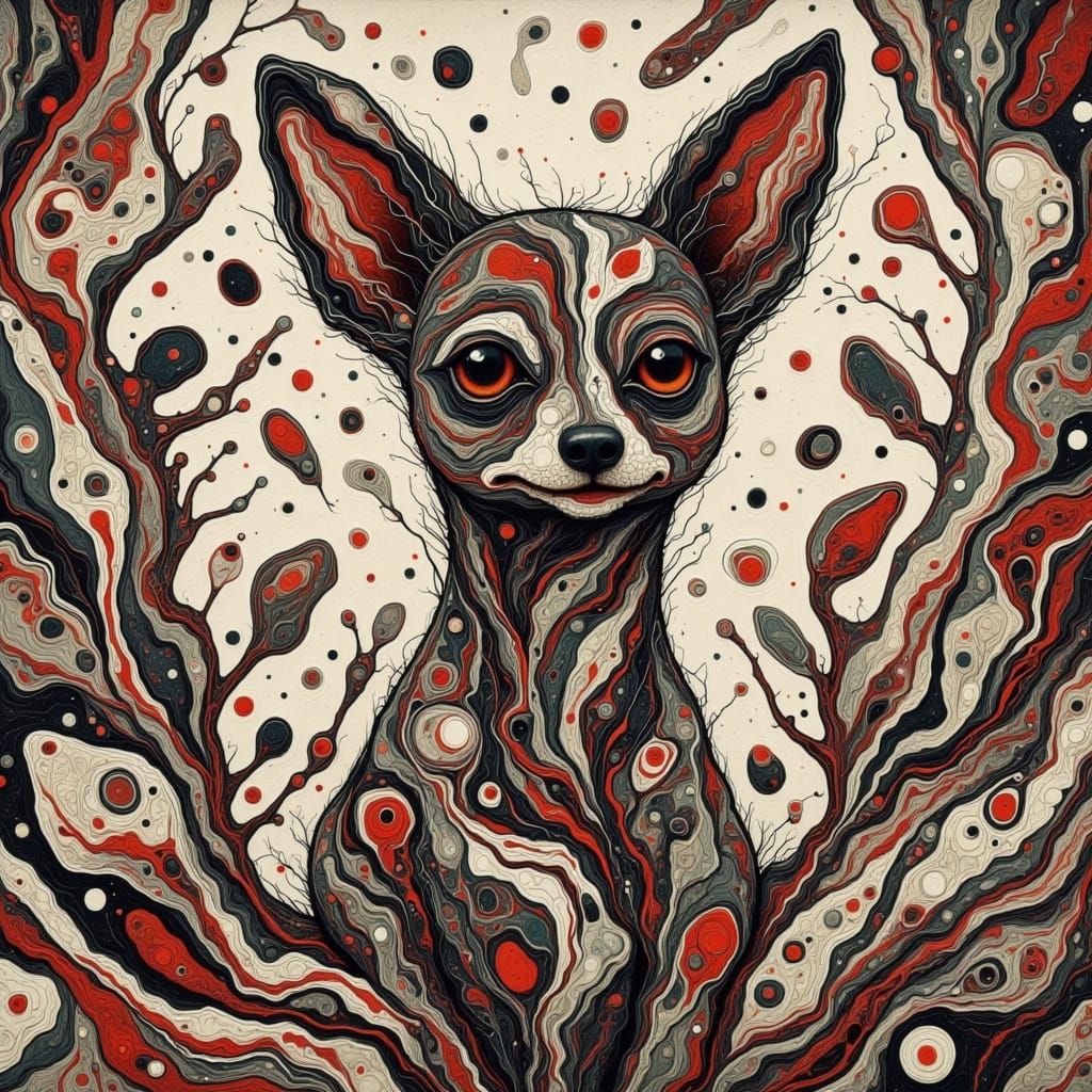 <lora:HELLHOUND HOWL:1.0> <lora:-Fluid Art II-:1.0> cute chihuahua