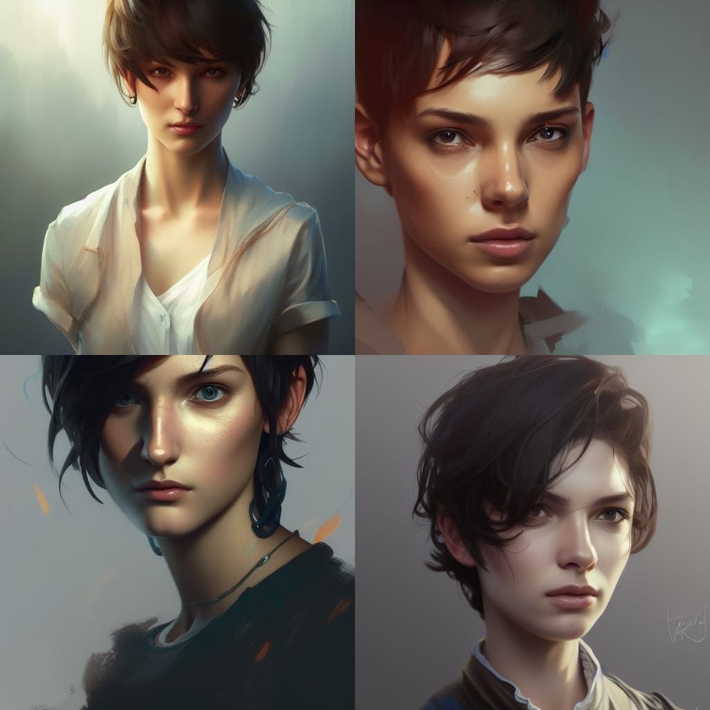 tomboy with short hair - AI Generated Artwork - NightCafe Creator