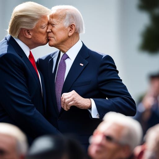 Donald Trump kissing Joe Biden - AI Generated Artwork - NightCafe Creator